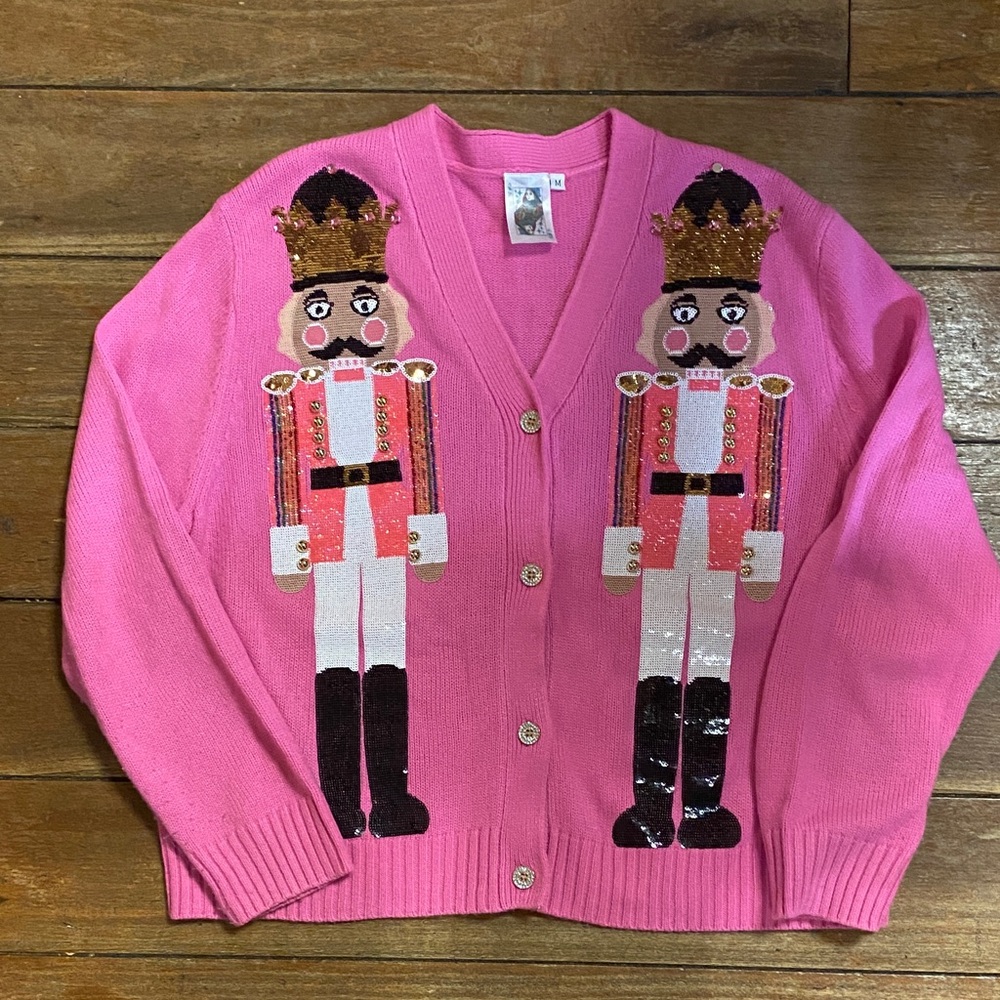QUEEN OF SPARKLES Pink Nutcracker Cardigan
